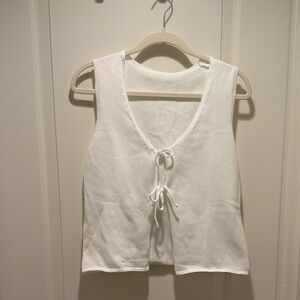 Amazon Essentials White Knit Tie-Front Crop Top